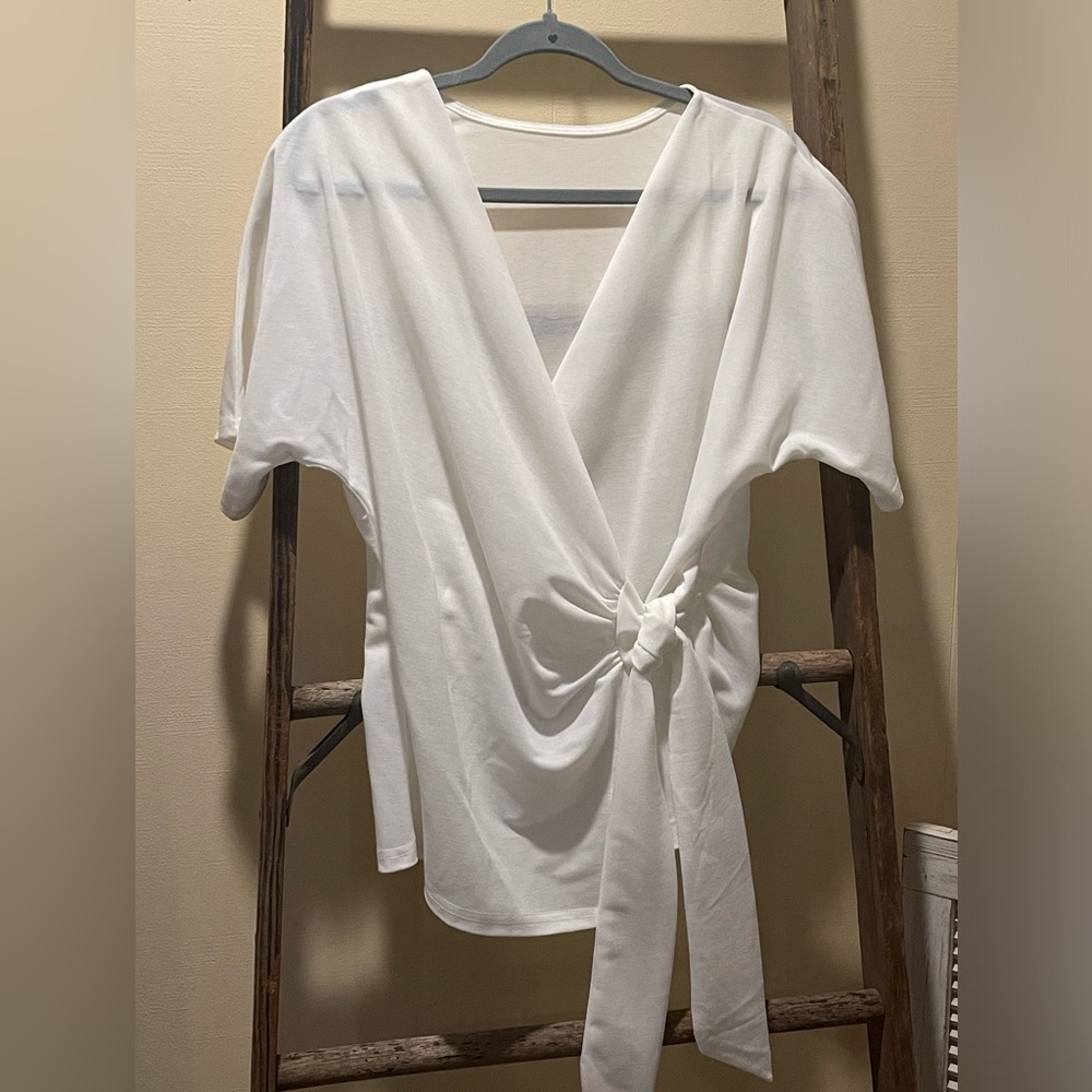 NWOT White wrap blouse